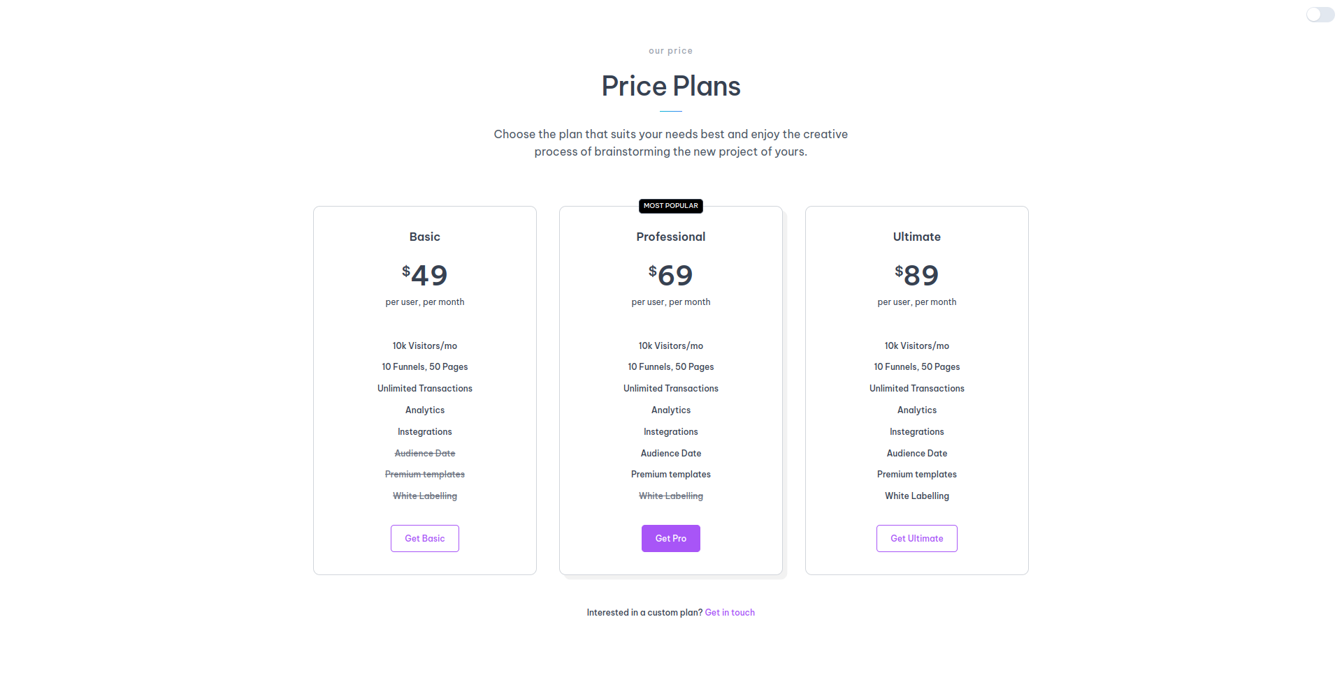 Techprice - Pricing Section Tailwind CSS 3 React Template